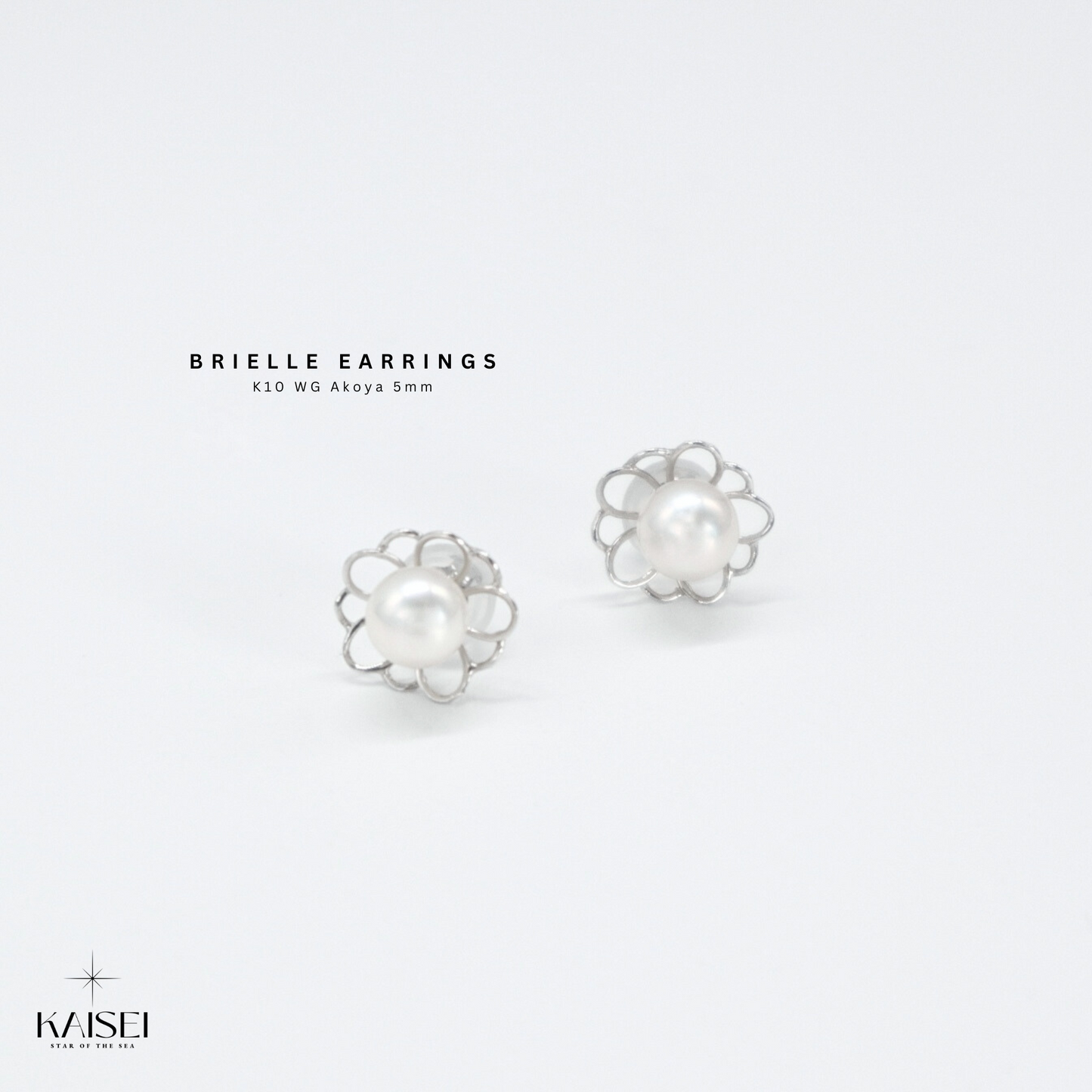 Kaisei Pearl - Brielle Earrings K10 White Gold Akoya Pearl 5mm Japanese Jewelry