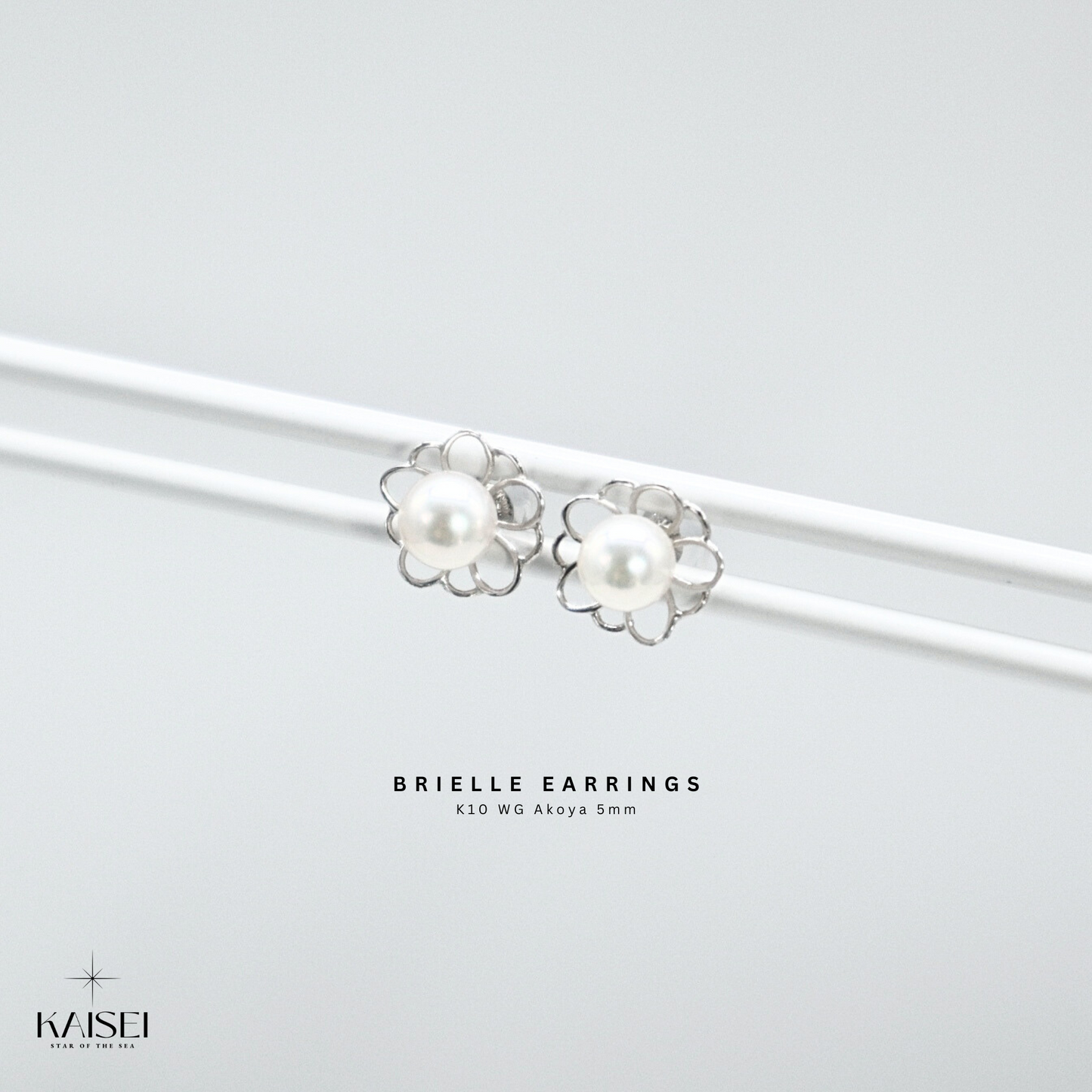 Kaisei Pearl - Brielle Earrings K10 White Gold Akoya Pearl 5mm Japanese Jewelry