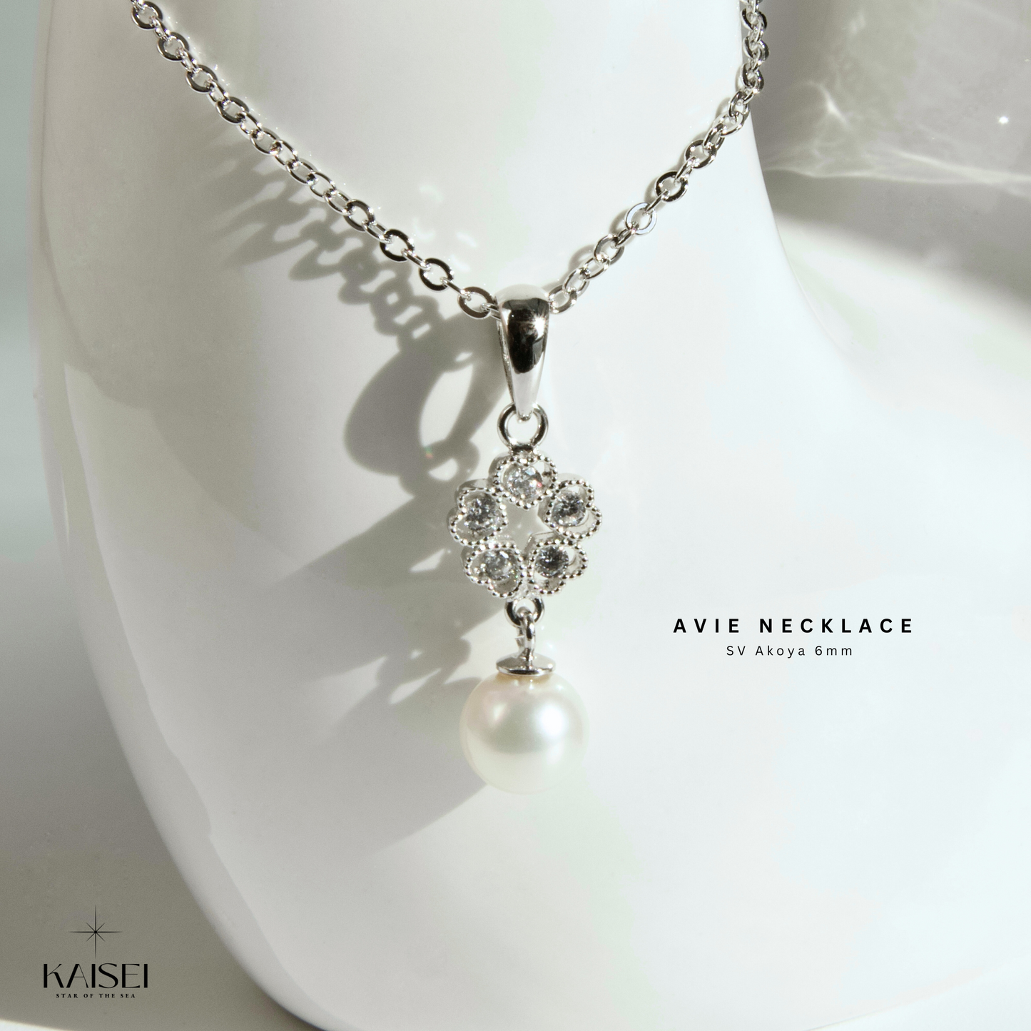 Kaisei Pearl - Avie Necklace Japanese Akoya Pearl 6mm Silver Luxury Necklace