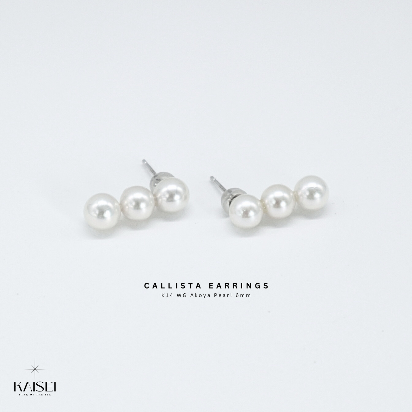 Kaisei Pearl - Callista Earrings K14 WG Akoya Pearl 6mm Japanese Pearl Jewelry