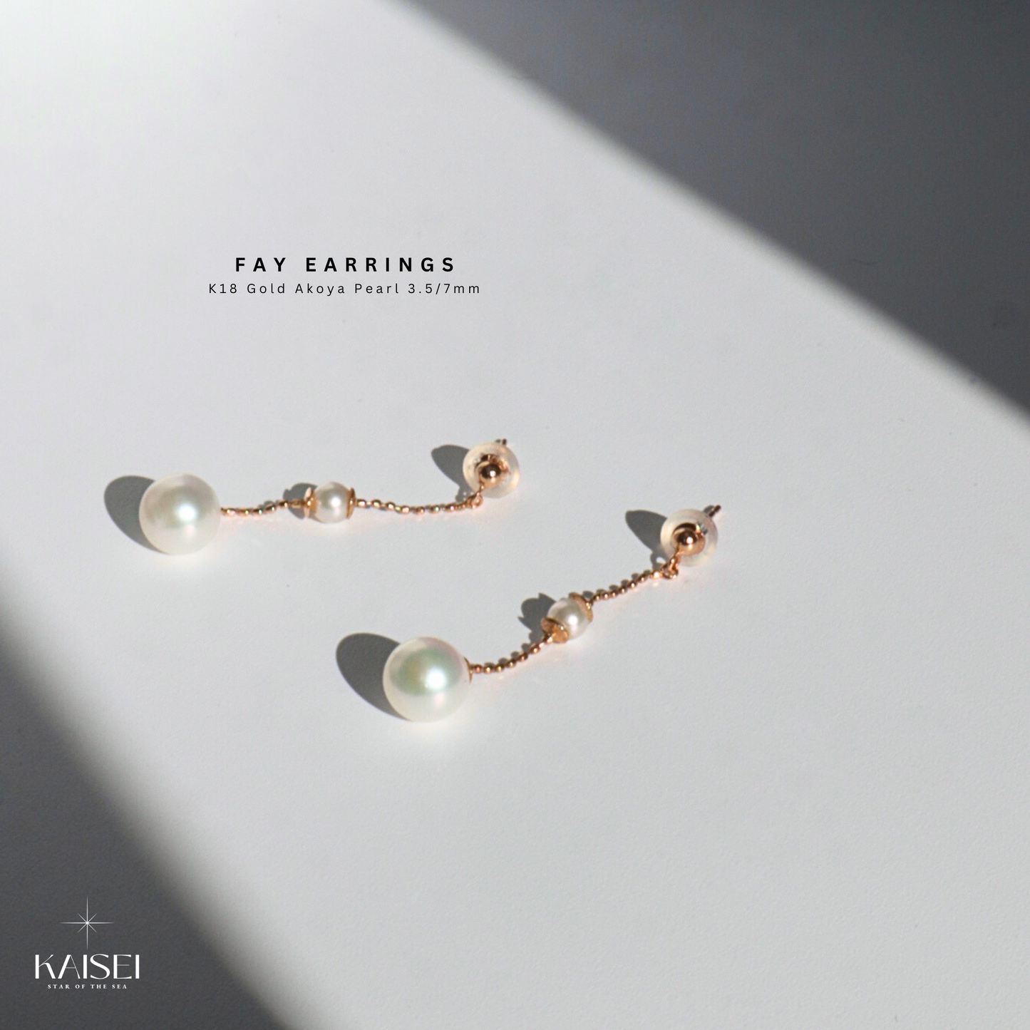 Kaisei Pearl - Fay Earrings K18 Gold Akoya Pearl 3.5/7mm Japanese Pearl Jewelry