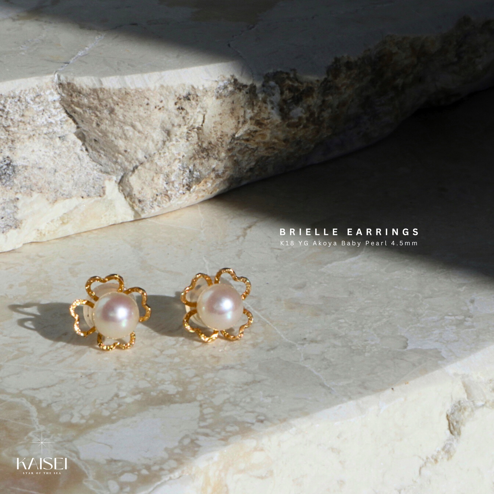 Kaisei Pearl - Brielle Earrings K18 YG Japanese Baby Akoya Pearl 4.5mm  Jewelry