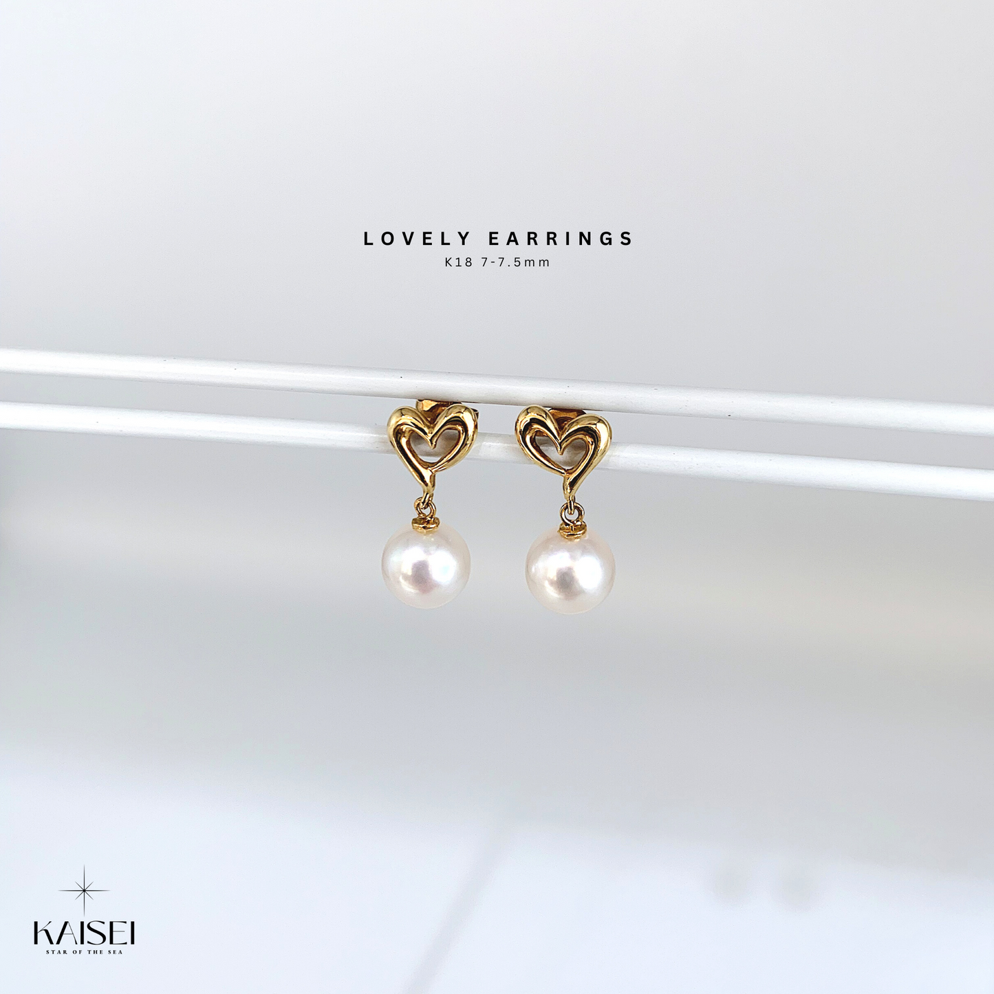 Kaisei Pearl - Lovely Earring Japanese Akoya Pearl K18 Gold Luxury Jewelry