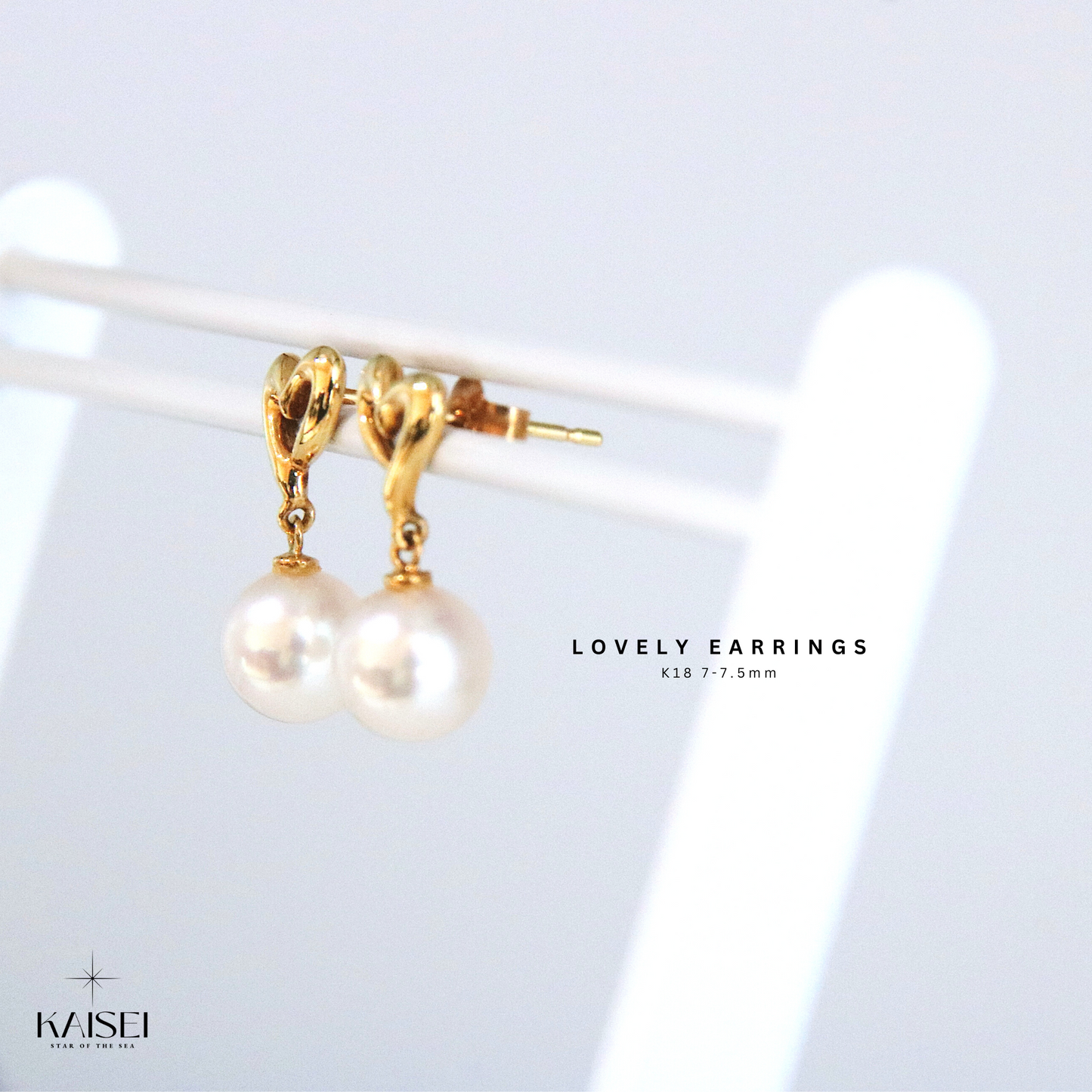 Kaisei Pearl - Lovely Earring Japanese Akoya Pearl K18 Gold Luxury Jew