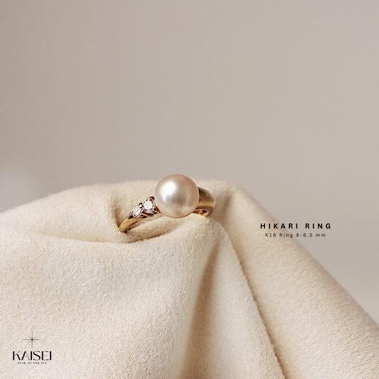 Kaisei Pearl - Hikari Ring Japanese Akoya Pearl K18 Gold and Diamond Jewelry